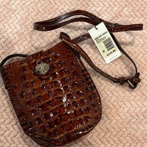 Brahmin Rich Brown Croc-Embossed Crossbody Bag